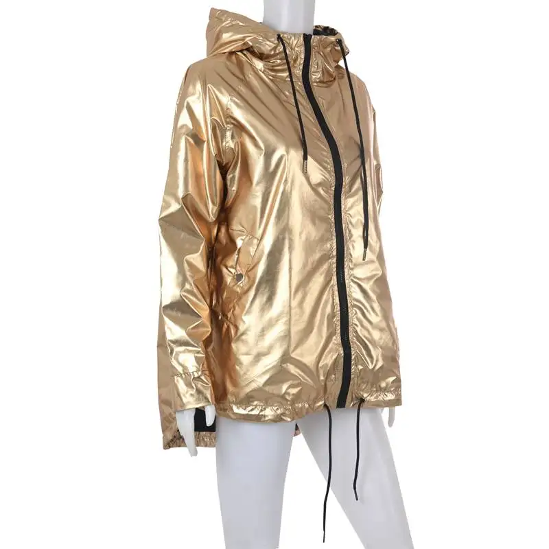 Women Spring Autumn Hoodie Long Sleeve Sweatshirt Golden PVC Raincoat Zipper Up Punk Unisex Street Shirt
Women Spring Autumn Hoodie Long Sleeve Sweatshirt Golden PVC Raincoat Zipper Up Punk Unisex Street Shirt