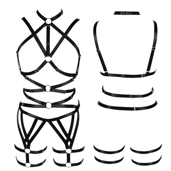 Women Full Body Harness Bra Black Strappy Tops Hollow Out Sexy Lingerie Set Plus Size Elastic Adjust Punk Goth Club Dance Rave
Women Full Body Harness Bra Black Strappy Tops Hollow Out Sexy Lingerie Set Plus Size Elastic Adjust Punk Goth Club Dance Rave