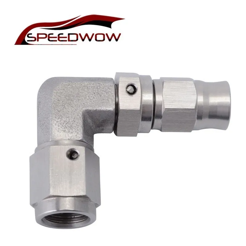 SPEEDWOW Car Accessories AN3 90 Degree Stainless Steel Swivel Oil Hose End PTFE Brake System Fitting Hose Adapter Silver
SPEEDWOW Car Accessories AN3 90 Degree Stainless Steel Swivel Oil Hose End PTFE Brake System Fitting Hose Adapter Silver