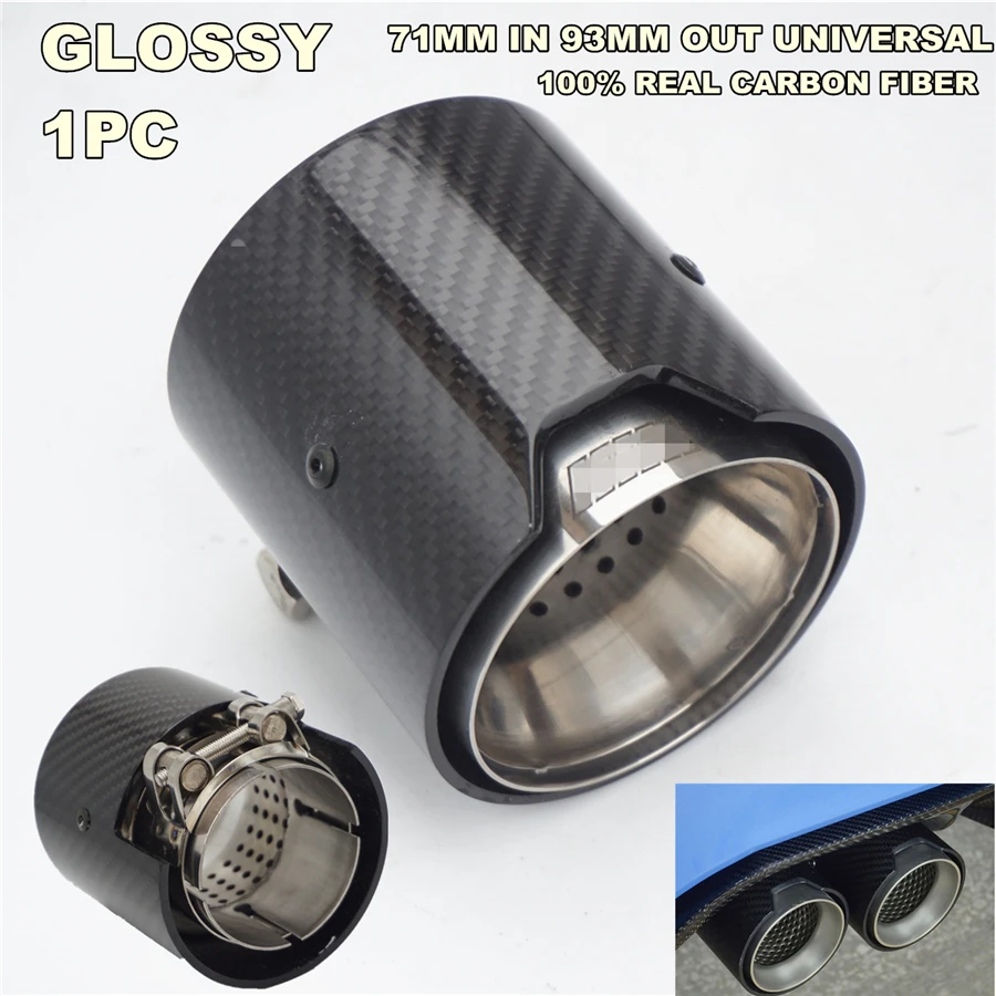 1 Piece Glossy Universal 100% Real Carbon Fiber Exhaust tip71MM Air inlet OD 93MM OUT For BMW M Performance exhaust pipe
1 Piece Glossy Universal 100% Real Carbon Fiber Exhaust tip71MM Air inlet OD 93MM OUT For BMW M Performance exhaust pipe
