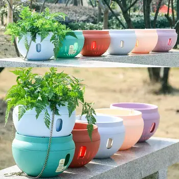 Gardening Plastic Flower Pot Bowl-Shaped Hanging Planter Wall Hanging Green Lob Flower Pot With Iron Chain
Gardening Plastic Flower Pot Bowl-Shaped Hanging Planter Wall Hanging Green Lob Flower Pot With Iron Chain