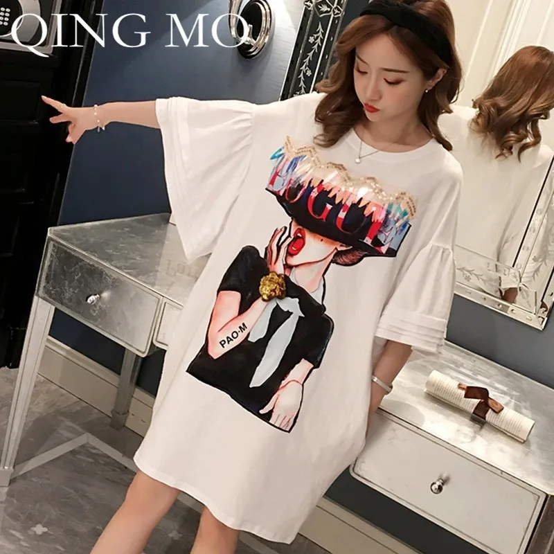 QING MO Women Sequin Letter Dress Character Printing Dress Patchwork Flare Short Sleeve Dress Knee Length T Shirt Summer ZLDM126
QING MO Women Sequin Letter Dress Character Printing Dress Patchwork Flare Short Sleeve Dress Knee Length T Shirt Summer ZLDM126