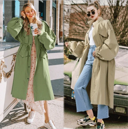 casual Loose Women Long Trench Coat Spring Autumn 2018 New Arrival Clothes Khaki Green Overcoat Vintage Trench Coat Plus Size
casual Loose Women Long Trench Coat Spring Autumn 2018 New Arrival Clothes Khaki Green Overcoat Vintage Trench Coat Plus Size