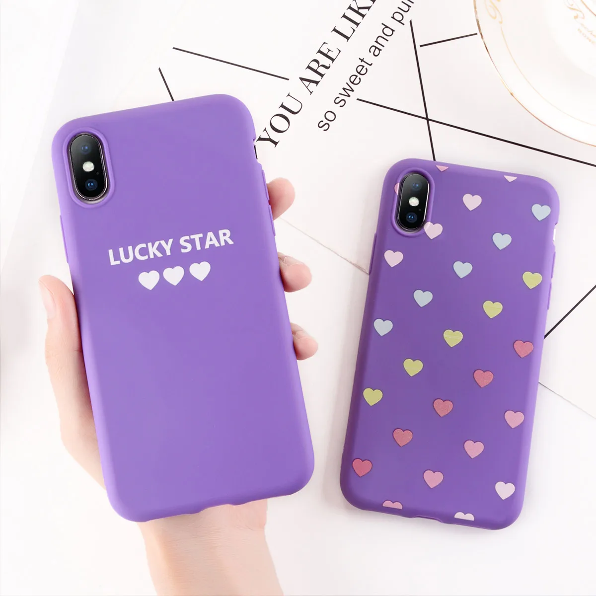 Ottwn Purple Love Heart Cover For iPhone 6 7 8 Plus X XR XS Max Simple Letter Cases For iPhone 6 6S Plus Soft Silicon Back Cover
Ottwn Purple Love Heart Cover For iPhone 6 7 8 Plus X XR XS Max Simple Letter Cases For iPhone 6 6S Plus Soft Silicon Back Cover