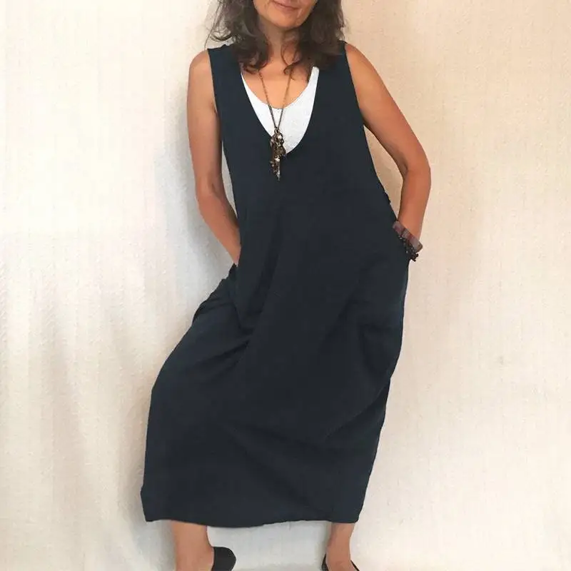 VONDA Women Sexy Sleeveless Dress 2019 Summer Casual V Neck Sleeveless Maxi Long Dress Vintage Cotton Vestidos Female Plus Size
VONDA Women Sexy Sleeveless Dress 2019 Summer Casual V Neck Sleeveless Maxi Long Dress Vintage Cotton Vestidos Female Plus Size