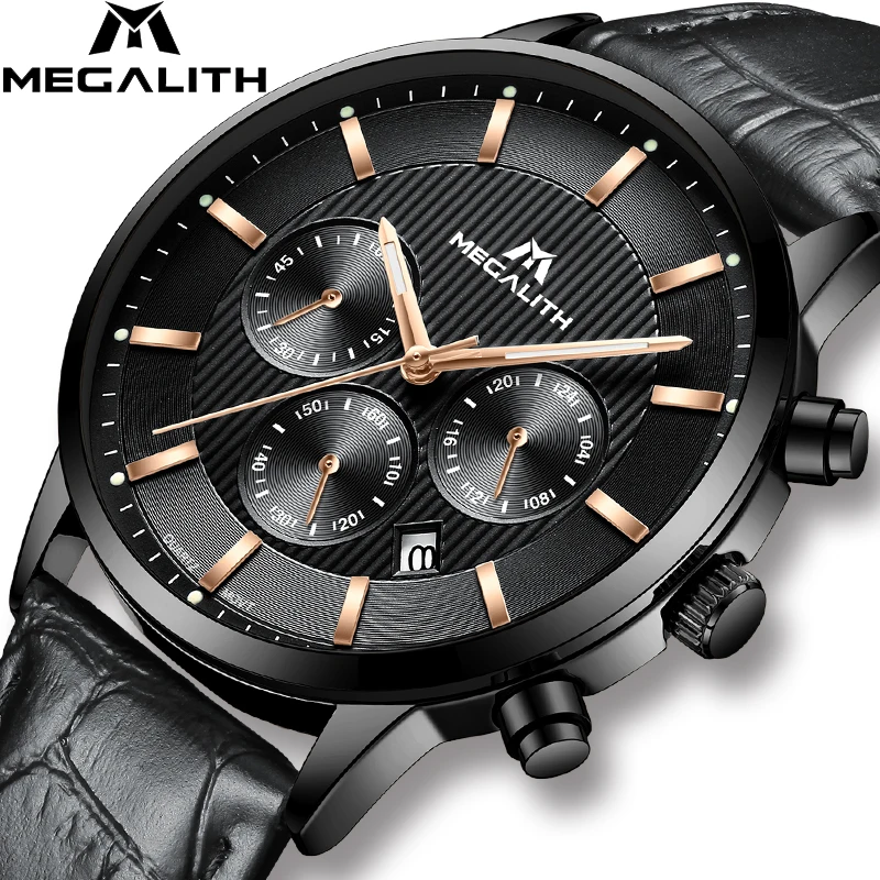 MEGALITH Top Brand Luxury Watch For Men Waterproof Wrist Watch With Chronograph Genuine Leather Quartz Watch Clock Montre Homme
MEGALITH Top Brand Luxury Watch For Men Waterproof Wrist Watch With Chronograph Genuine Leather Quartz Watch Clock Montre Homme