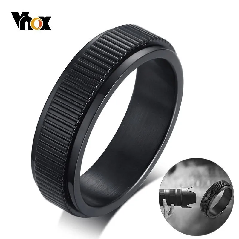 Vnox 8mm Camera Lens Design Spinner Mens Ring Black Stainless Steel Cool Male Alliance
Vnox 8mm Camera Lens Design Spinner Mens Ring Black Stainless Steel Cool Male Alliance