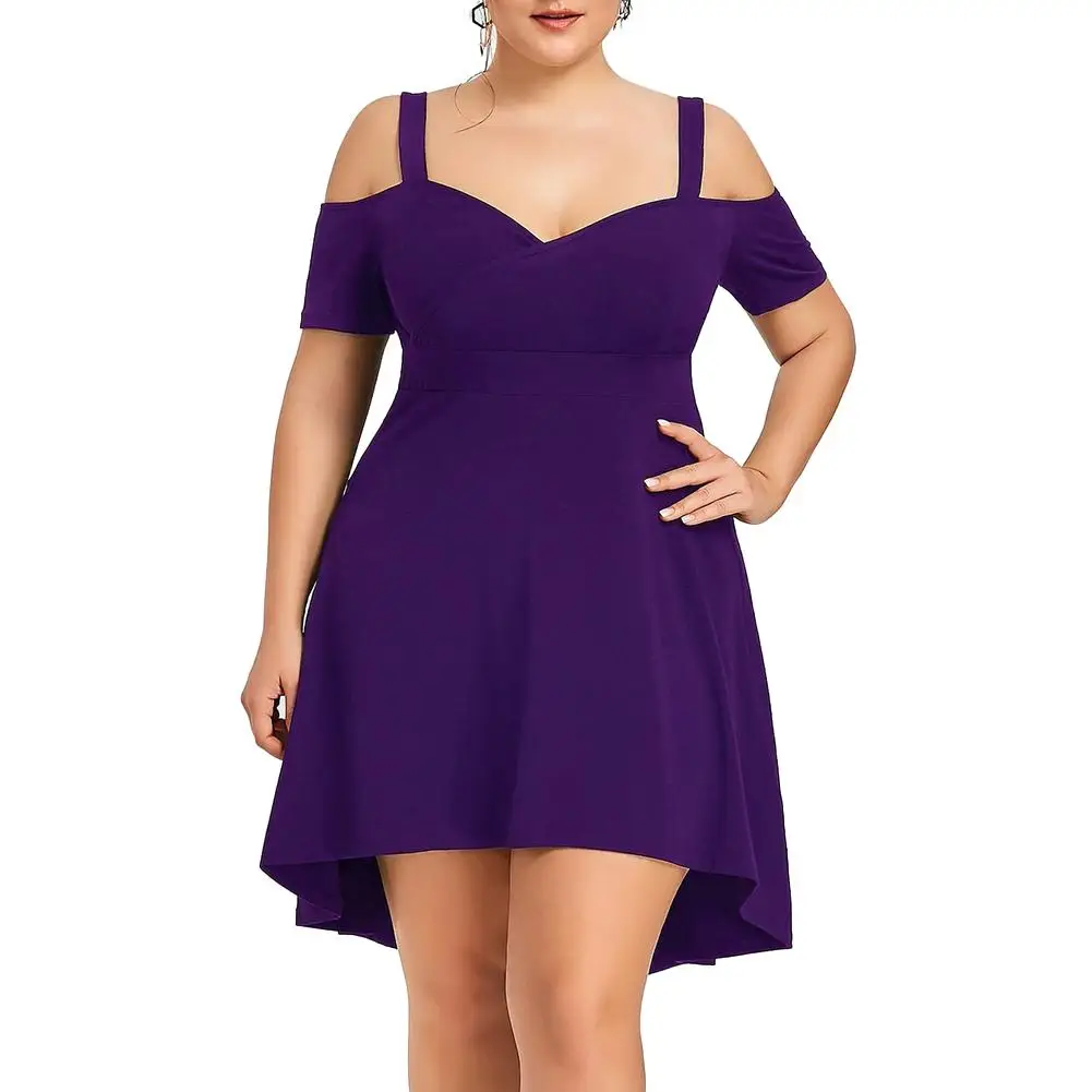 Women's Fashion Summer Party Plus Size Lady Solid Color Clothing Sexy Off Shoulder Sling Backless Short Sleeve High Low Dress
Women's Fashion Summer Party Plus Size Lady Solid Color Clothing Sexy Off Shoulder Sling Backless Short Sleeve High Low Dress