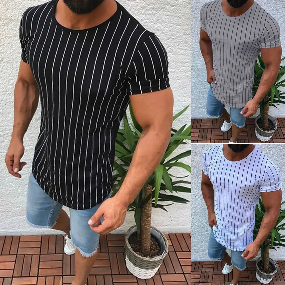 2019 Summer New High Quality Men T shirt Casual Short Sleeve O-neck 100% Cotton Male Brand New Striped Tee Tops Plus Size XXL
2019 Summer New High Quality Men T shirt Casual Short Sleeve O-neck 100% Cotton Male Brand New Striped Tee Tops Plus Size XXL