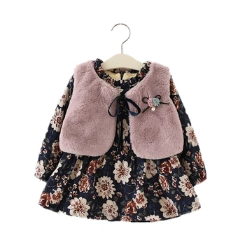 Infant Clothing For Baby Dresses Girl With Faux Fur Vest Toddler Kids O-neck Collar Long Sleeve Flannel Floral Princess Dress
Infant Clothing For Baby Dresses Girl With Faux Fur Vest Toddler Kids O-neck Collar Long Sleeve Flannel Floral Princess Dress