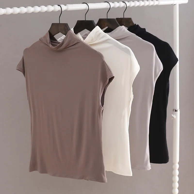 Fashion Womens Tops and Blouses Solid White Black Turtleneck Sleeveless Korean Style Top Thin Slim Casual Blousas Large size
Fashion Womens Tops and Blouses Solid White Black Turtleneck Sleeveless Korean Style Top Thin Slim Casual Blousas Large size