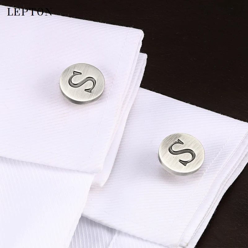 

Lepton Letters of an alphabet S Cufflinks For Mens Classic Antique Silver Plated Letters S cuff links Men shirt cuffs Cufflink