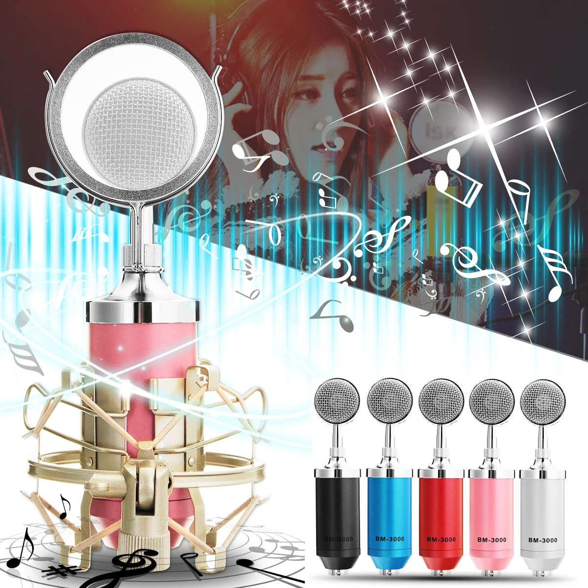 KINCO Studio Recording Condenser Microphone Mic+Metal Shock Mount +Metal Anti-Wind Foam Cap+ 6ft Audio Line +Storage Box
KINCO Studio Recording Condenser Microphone Mic+Metal Shock Mount +Metal Anti-Wind Foam Cap+ 6ft Audio Line +Storage Box