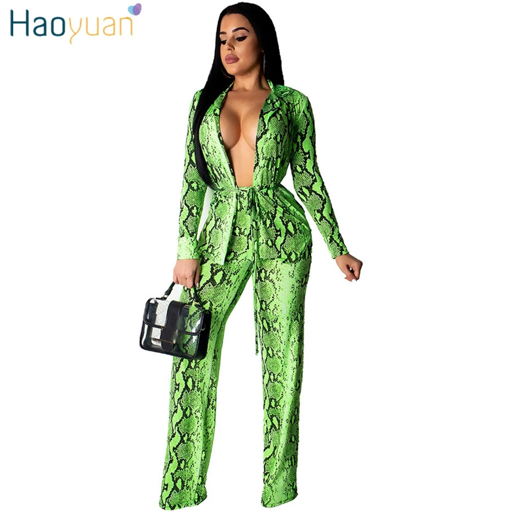 HAOYUAN Sexy Snake Skin Print 2 Piece Set Women Clothes Top and Wide Leg Pant Suits Two Pcs Club Outfits Tracksuit Matching Sets
HAOYUAN Sexy Snake Skin Print 2 Piece Set Women Clothes Top and Wide Leg Pant Suits Two Pcs Club Outfits Tracksuit Matching Sets