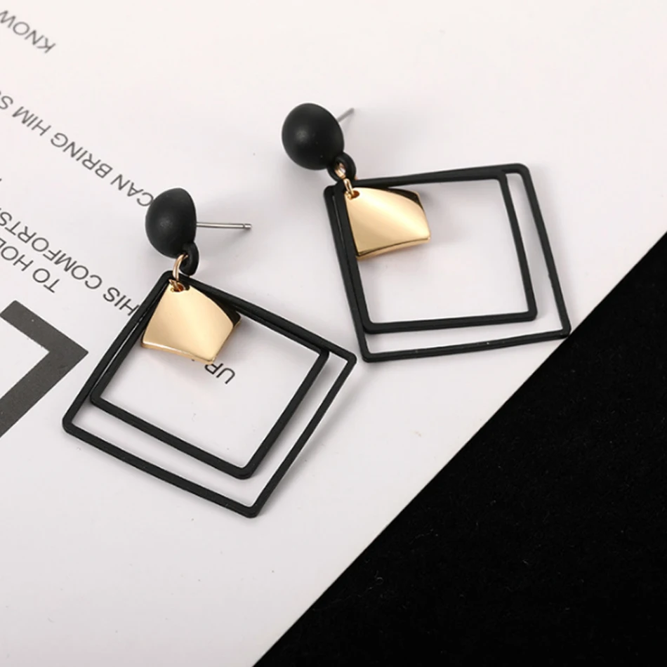 1 Pair Fashion Simple Geometric Earrings Metal Black Dangle Drop Earrings For Women Ladies Jewelry Gift
1 Pair Fashion Simple Geometric Earrings Metal Black Dangle Drop Earrings For Women Ladies Jewelry Gift