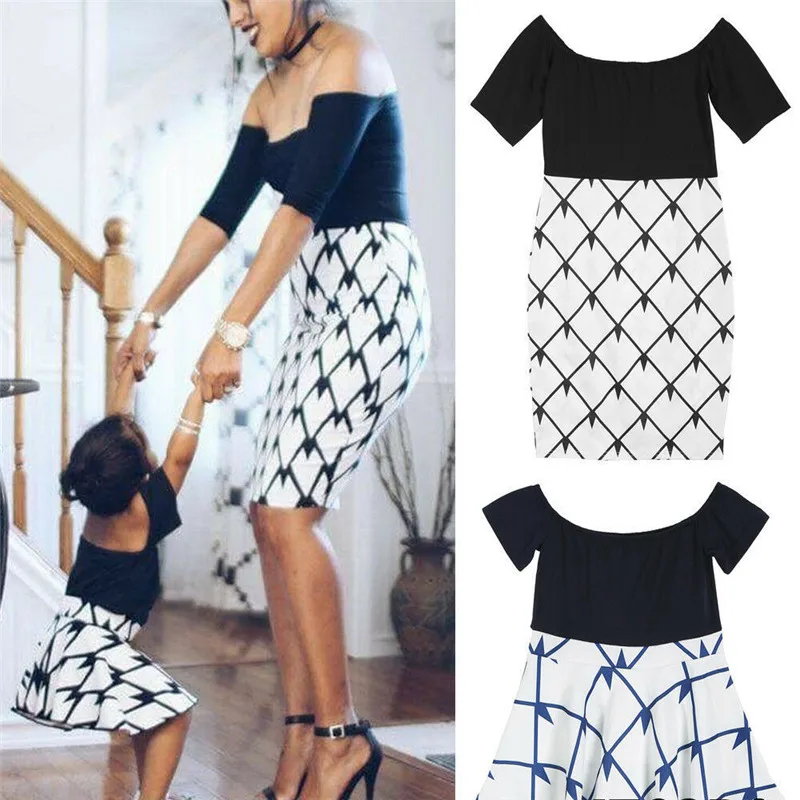 Mother Daughter Clothes Parent-child Patchwork Dresses Off Shoulder Short Sleeve Pencil Dress Family Matching Mini Pleated Dress
Mother Daughter Clothes Parent-child Patchwork Dresses Off Shoulder Short Sleeve Pencil Dress Family Matching Mini Pleated Dress