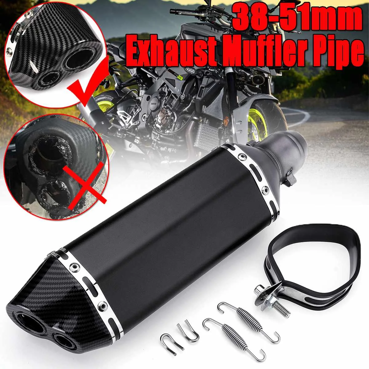 1x 370mm Motorcycle Exhaust Muffler Pipe With Install Kit Dirt Bike ATV Universal For Honda For Kawasaki DB Killer 38-51mm
1x 370mm Motorcycle Exhaust Muffler Pipe With Install Kit Dirt Bike ATV Universal For Honda For Kawasaki DB Killer 38-51mm