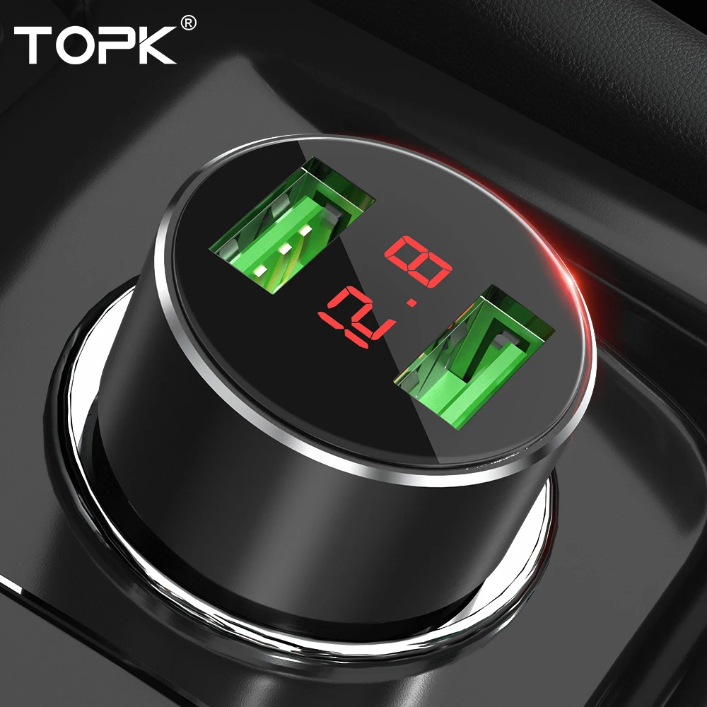 TOPK Digital Display Dual USB Car Charger Quick Charge 3.0 For iPhone Xs Samsung Huawei Fast Car Charger For Mobile Phone In Car
TOPK Digital Display Dual USB Car Charger Quick Charge 3.0 For iPhone Xs Samsung Huawei Fast Car Charger For Mobile Phone In Car