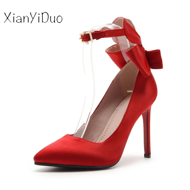 Xianyiduo/Весенняя пикантная модная женская обувь Вечерние шелковые туфли-лодочки на