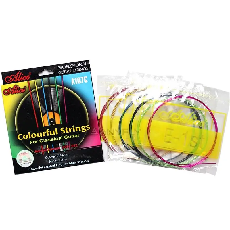 Alice A107C Colorful Classical Guitar Strings Colorful Nylon Colorful Coated Copper Alloy Wound Classic Guitarra Strings
Alice A107C Colorful Classical Guitar Strings Colorful Nylon Colorful Coated Copper Alloy Wound Classic Guitarra Strings