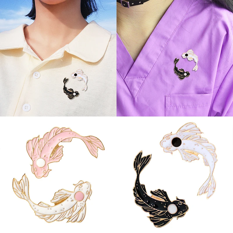 Fashion Cartoon Goldfish Brooches Pin Costume Collar Pin Cute Animal Fish Carp Animal Black and White Fish Brooch
Fashion Cartoon Goldfish Brooches Pin Costume Collar Pin Cute Animal Fish Carp Animal Black and White Fish Brooch