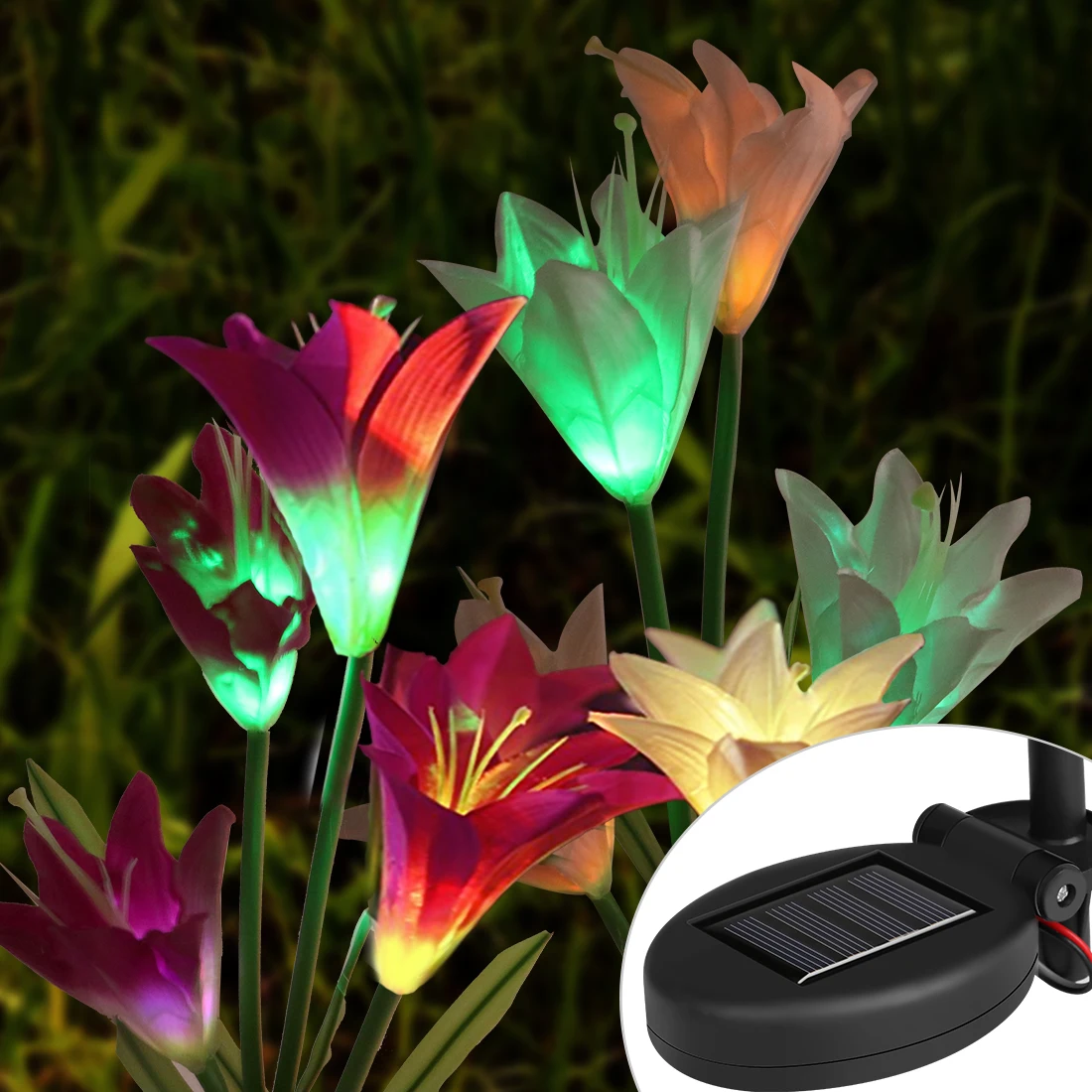 2pcs/lot Solar Powered LED Light Outdoor Color Changing Lily Flowers Yard Pathway Garden Light Decorations Lawn Lamp Night Light
2pcs/lot Solar Powered LED Light Outdoor Color Changing Lily Flowers Yard Pathway Garden Light Decorations Lawn Lamp Night Light
