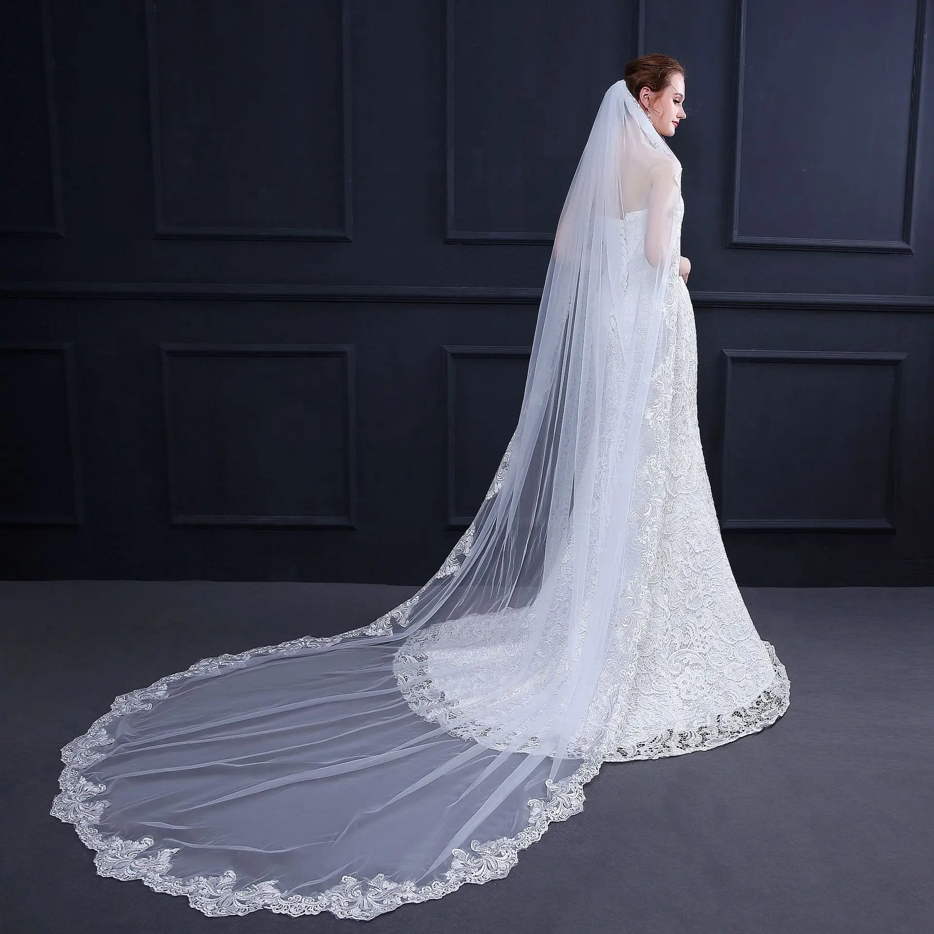 2018 New Bridal veil 3m Long Cathedral Veil Ivory Wedding Veil 3M With Comb Lace Beads Mantilla Wedding Accessories EE18013
2018 New Bridal veil 3m Long Cathedral Veil Ivory Wedding Veil 3M With Comb Lace Beads Mantilla Wedding Accessories EE18013