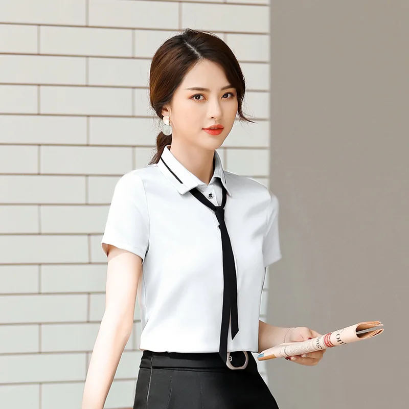 Summer Fashion Elegant Women Blouses Shirt Short Sleeve Office Lady Work Wear OL Tops Formal Clothing Chemise Casual Patchwork
Summer Fashion Elegant Women Blouses Shirt Short Sleeve Office Lady Work Wear OL Tops Formal Clothing Chemise Casual Patchwork