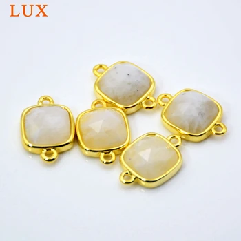 Natural white moonstone connector Faceted square Gem stone charms cute tiny jewelry double bail pendant
Natural white moonstone connector Faceted square Gem stone charms cute tiny jewelry double bail pendant