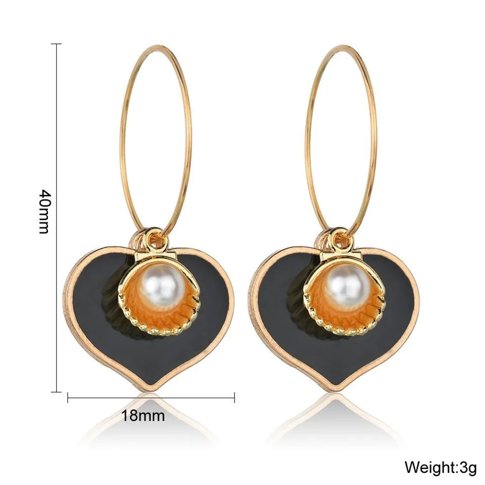 Women Trendy Drop Earrings Shell With Pearl In Black Heart Design Earrings Trendy Earrings Handmade Earring Wedding Jewelry
Women Trendy Drop Earrings Shell With Pearl In Black Heart Design Earrings Trendy Earrings Handmade Earring Wedding Jewelry