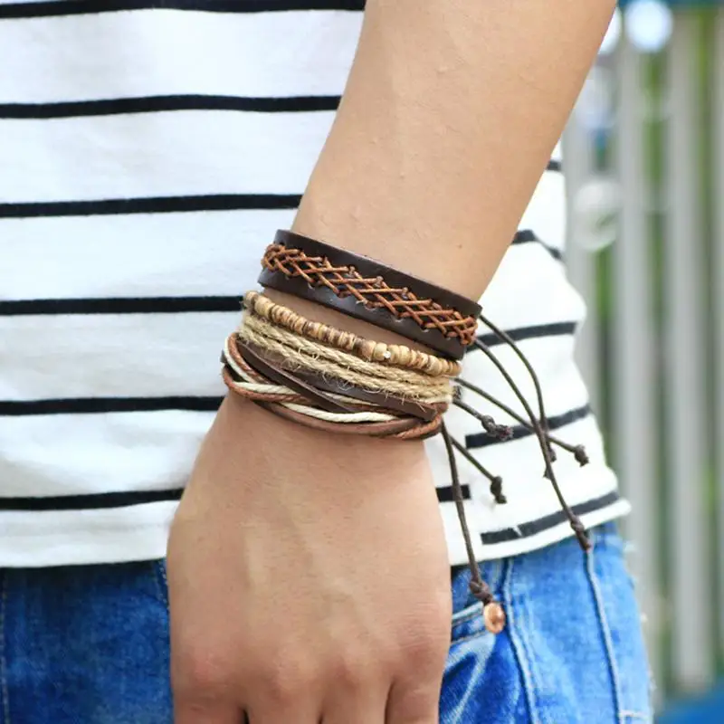 2018 New Men Bracelet Handmade Adjustable Multilayer Woven Leather Rope Bracelet Men Bohemian Vintage Charm Bracelets
2018 New Men Bracelet Handmade Adjustable Multilayer Woven Leather Rope Bracelet Men Bohemian Vintage Charm Bracelets