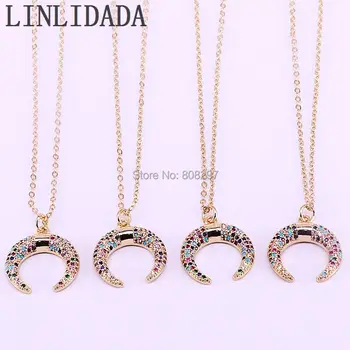 8Pcs Double Horn/ Crescent Moon Pendant Necklace For Women Paved Rainbow CZ Zirconia Charm Jewelry Birthday Gifts
8Pcs Double Horn/ Crescent Moon Pendant Necklace For Women Paved Rainbow CZ Zirconia Charm Jewelry Birthday Gifts