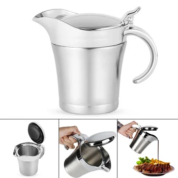 450Ml Stainless Steel Thermal Gravy Pot Sauce Jug Sauce Pot Double-Layer Insulated Juice Bucketkitchen Supplies Oil Vinegar Pot
450Ml Stainless Steel Thermal Gravy Pot Sauce Jug Sauce Pot Double-Layer Insulated Juice Bucketkitchen Supplies Oil Vinegar Pot