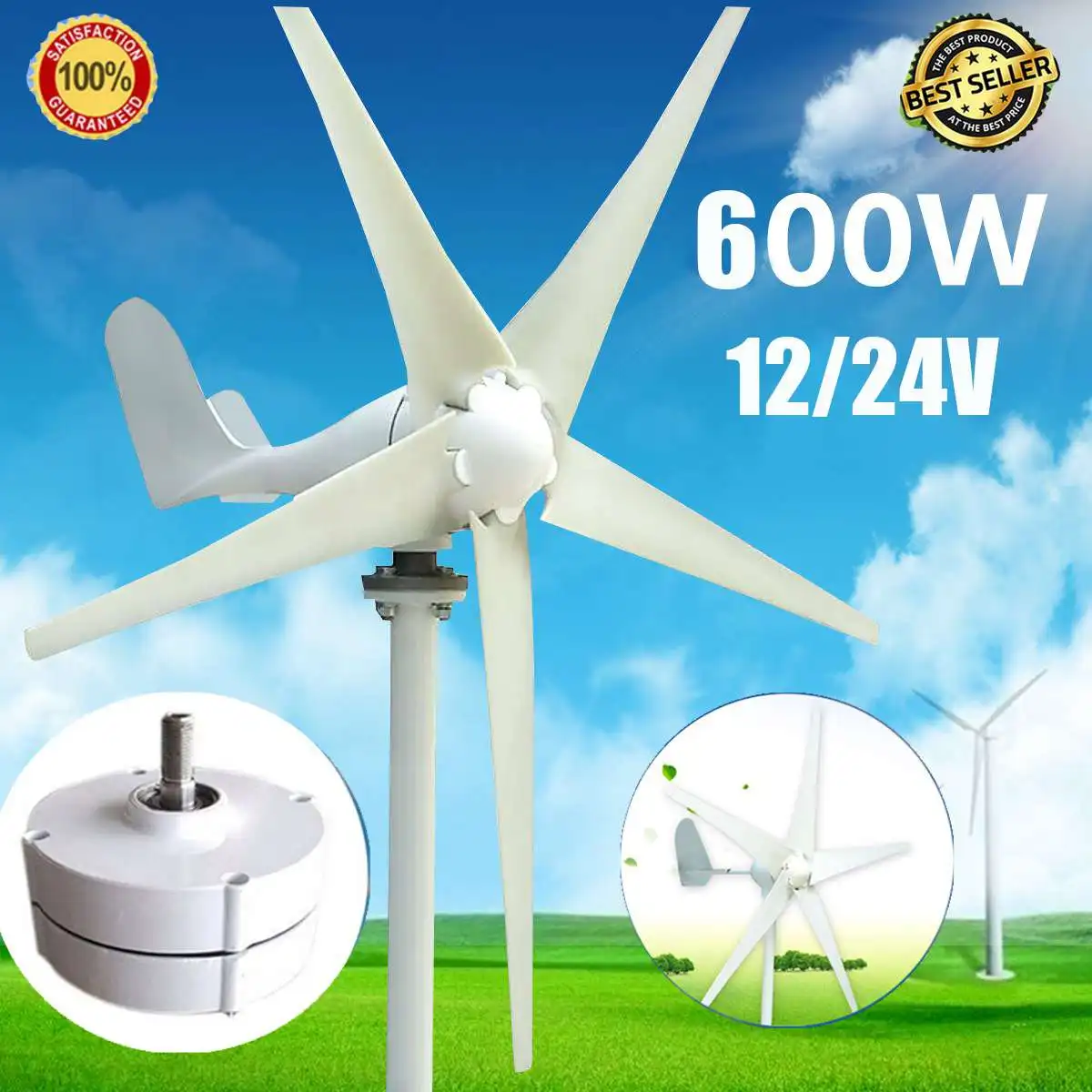 Wind Generator wind Turbine wiatrak Max 600W DC 12V/24V 5 Blade Household Wind Generator 12V/24V600W Permanent Generator Turbine
Wind Generator wind Turbine wiatrak Max 600W DC 12V/24V 5 Blade Household Wind Generator 12V/24V600W Permanent Generator Turbine