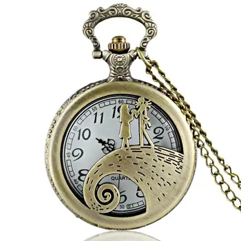 

IBEINA Alice in Wonderland Theme Arabic Numbers Full Hunter Quartz Engraved Fob Retro Pendant Pocket Watch Chain Gift