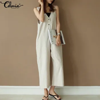 Celmia Women Jumpsuit Wide Leg Pants 2019 Summer Romper Casual V-neck Sleeveless Button Down Plus Size Overall Straight Dungaree
Celmia Women Jumpsuit Wide Leg Pants 2019 Summer Romper Casual V-neck Sleeveless Button Down Plus Size Overall Straight Dungaree