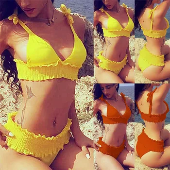 Women Ruffles Sexy Brazilian Bikini Set Elegant Push up Padded Swimwear Bandage High waist Plain Swimsuit Ladies Bathing suit
Women Ruffles Sexy Brazilian Bikini Set Elegant Push up Padded Swimwear Bandage High waist Plain Swimsuit Ladies Bathing suit