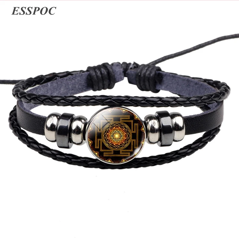 Buddhist Mandala Pattern Black Leather Bracelet Punk Weave Multilayer Leather Bracelet Bangle Men Women Indian Jewelry
Buddhist Mandala Pattern Black Leather Bracelet Punk Weave Multilayer Leather Bracelet Bangle Men Women Indian Jewelry
