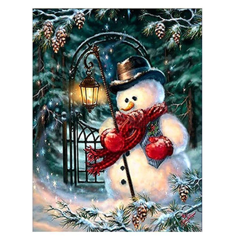 Cute Christmas Snow Man Cross Stitch Painting DIY 5D Diamond Embroidery | Дом и сад