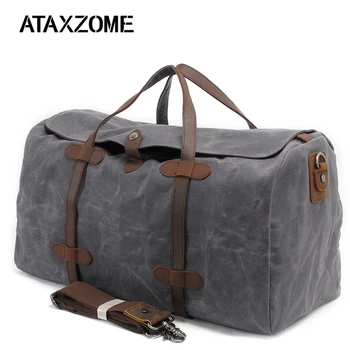 ATAXZOME fashion retro travel bag advanced waterproof wax canvas natural leather portable travel bag large capacity luggage bag
ATAXZOME fashion retro travel bag advanced waterproof wax canvas natural leather portable travel bag large capacity luggage bag
