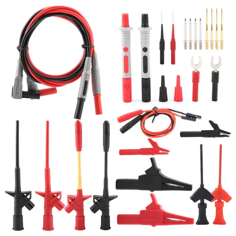 28Pcs P1300F Multifunction Replaceable Multimeter Probe Test Lead Kits 4mm Banana Plug Tool Professional
28Pcs P1300F Multifunction Replaceable Multimeter Probe Test Lead Kits 4mm Banana Plug Tool Professional