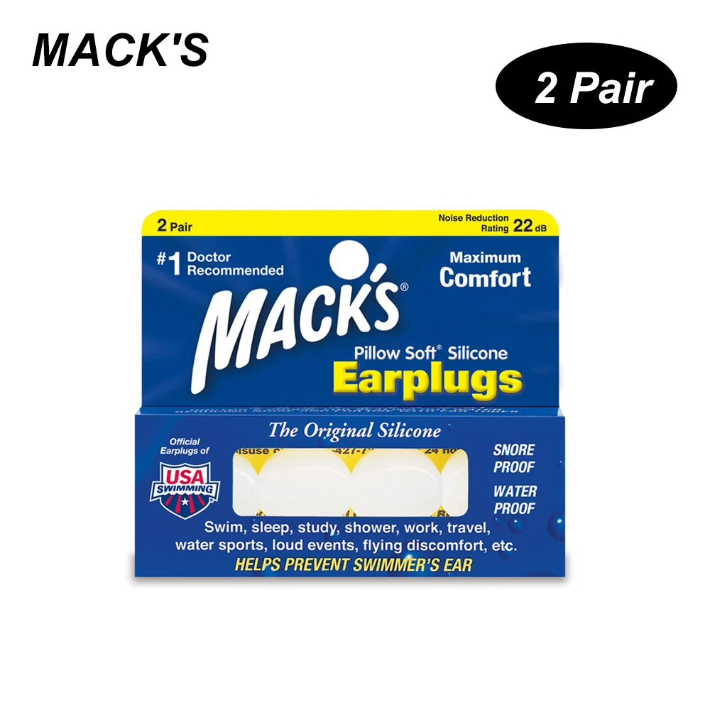 MACK'S 2 Pairs Anti-noise Silicone Earplugs Professional Waterproof Swimming Earplugs Hearing Protection Anti Snore Ear Plugs
MACK'S 2 Pairs Anti-noise Silicone Earplugs Professional Waterproof Swimming Earplugs Hearing Protection Anti Snore Ear Plugs