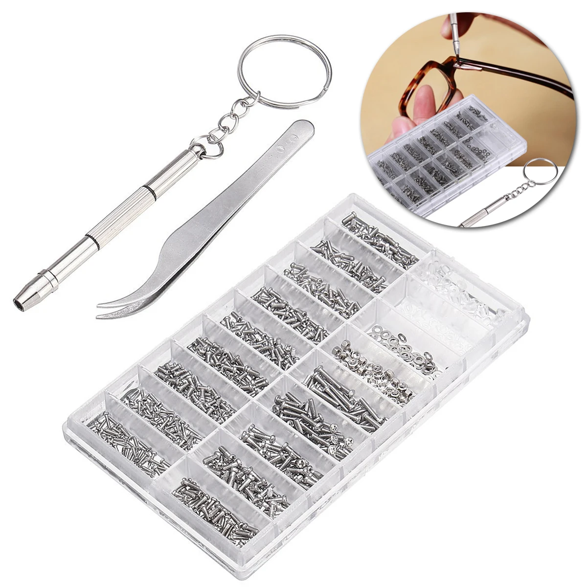 1000pcs Glasses Eyeglasses Sunglasses Spectacles Watch Tiny Screws Nut Assortment Repair Tool Kit
1000pcs Glasses Eyeglasses Sunglasses Spectacles Watch Tiny Screws Nut Assortment Repair Tool Kit