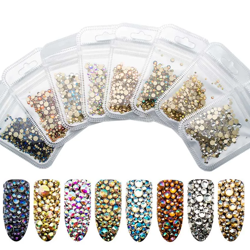AB Glass Nail Art Rhinestones Mixed Sizes Nail Design Gold Flatback Stones For Nails Accessories Nail Art Decorations MJZ2109
AB Glass Nail Art Rhinestones Mixed Sizes Nail Design Gold Flatback Stones For Nails Accessories Nail Art Decorations MJZ2109