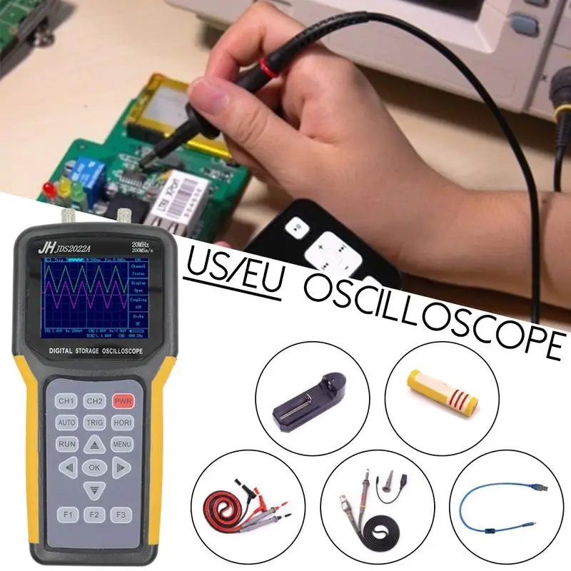 DS2022A Dual Channel Handheld Digital Oscilloscop 20MHz Bandwidth 200MSa/S Car Oscilloscope 4000 Count Multimeter Sampling Tool
DS2022A Dual Channel Handheld Digital Oscilloscop 20MHz Bandwidth 200MSa/S Car Oscilloscope 4000 Count Multimeter Sampling Tool