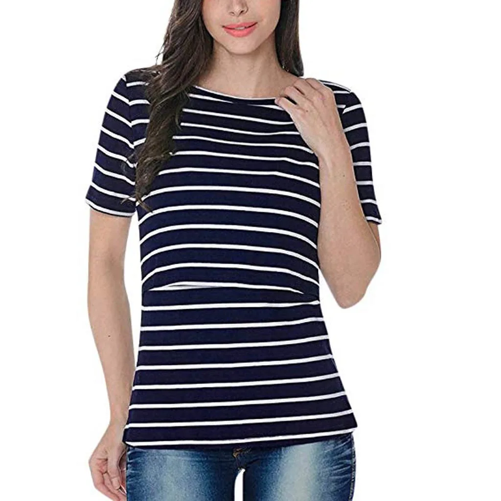 Pregnancy Shirts Women Pregnant Short Sleeve Stripe Breastfeeding Nusring Maternity Clothes Camisetas De Lactancia Nursing Shirt
Pregnancy Shirts Women Pregnant Short Sleeve Stripe Breastfeeding Nusring Maternity Clothes Camisetas De Lactancia Nursing Shirt