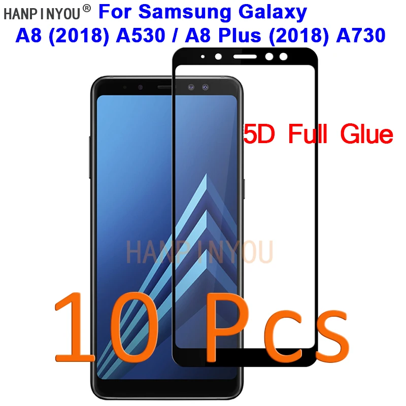 10 Pcs For Samsung Galaxy A8 A530 / Plus (2018) A730 5D Full Glue Cover Toughened Tempered Glass Film Screen Protector Guard | Мобильные
