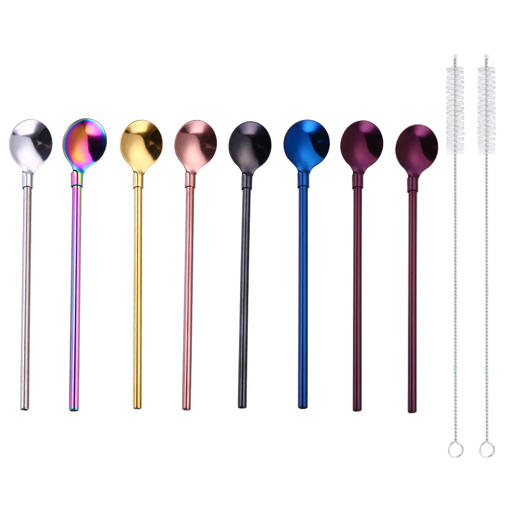 10 pcs/Set Straw Spoon Reusable Stainless Steel Drinking Spoons straw With brush for Frozen Drink Smoothies Sundaes Ice cream
10 pcs/Set Straw Spoon Reusable Stainless Steel Drinking Spoons straw With brush for Frozen Drink Smoothies Sundaes Ice cream