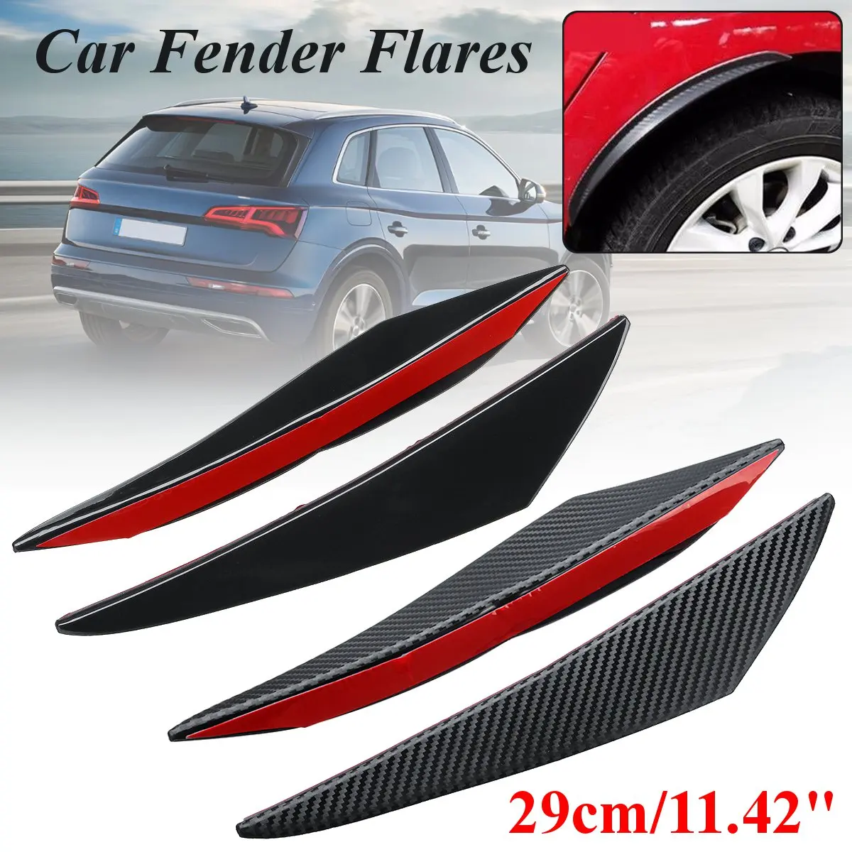 29cm Universal Pair Flexible Car for Fender Flares Wheel Arches Gloss Black Carbon Fiber Mudguard Mud Guard Auto Accessories
29cm Universal Pair Flexible Car for Fender Flares Wheel Arches Gloss Black Carbon Fiber Mudguard Mud Guard Auto Accessories