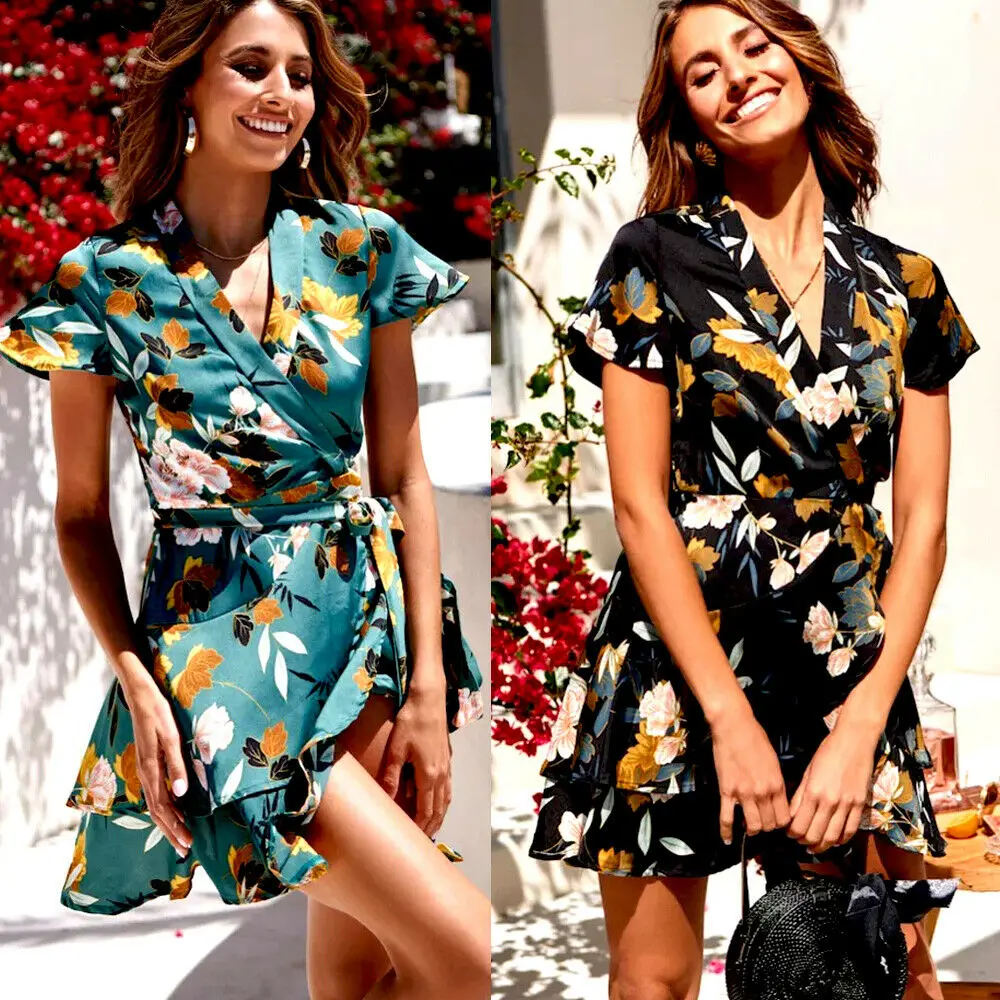 Ladies Boho Floral Chiffon Summer Party Evening Beach Mini Dress Sundress V Neck High Waist Dress
Ladies Boho Floral Chiffon Summer Party Evening Beach Mini Dress Sundress V Neck High Waist Dress